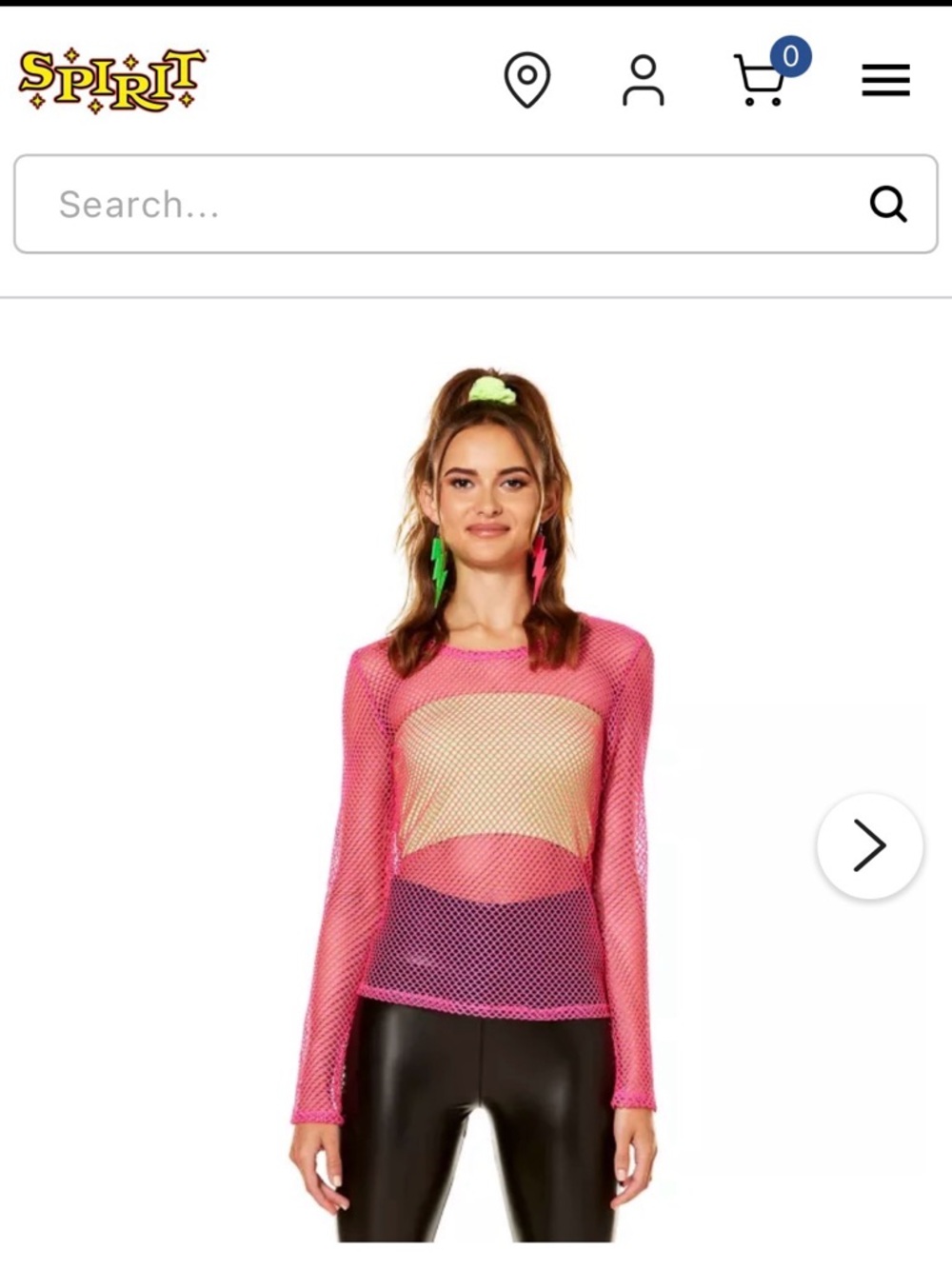 Spirit  Halloween Pink Fishnet Long-Sleeve Crop Top/ woman’s S